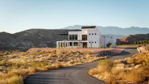 St. George Home White Exterior - Modern Southern Utah Home