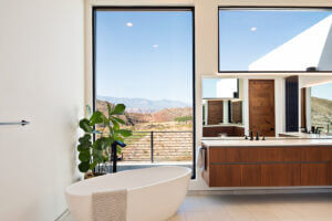 Master Bathroom with Freestanding Bathtub & Custom Cabinet Design