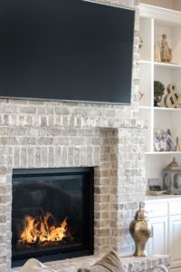 Modern Brick Fireplace | Dennis Miller Homes